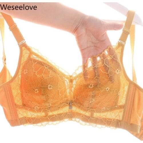 Weseelove Super Push Up Bra Lace Flower Bra Sexy Women Bra Push Up Bralette Lingerie Lace Bralette Tops Back Bra Thin B34-1