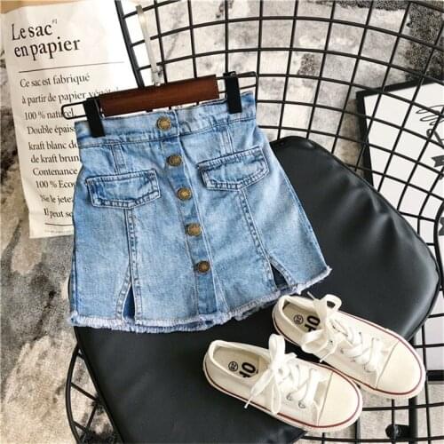 Toddler Gril Skirt Pants 2021 Summer New Girl Kids Denim Shorts 3-8 Y Fashion Buttons Split Baby Denim Culottes Children Clothes