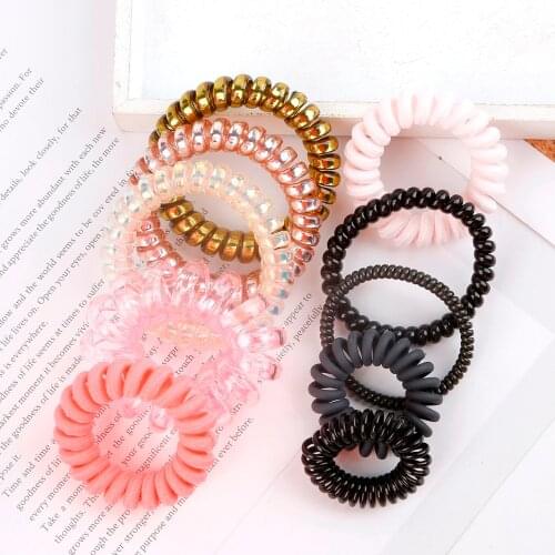 S-L 10PCS/Lot Mix Candy Color Plastic Telephone Wire Rubber for Women Headwear Elastic Hair Bands Hair Ties Scrunchies