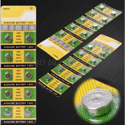 10PCS Cell Coin Alkaline Battery AG3 1.55V Button Batteries SR41 192 L736 384 SR41SW CX41 LR41 392 Lamp Chain Finger Light Watch