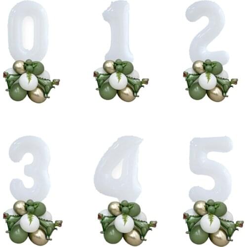15pcs/Lot 30inch Foil Balloons Avocado Green Gold Ball Mini Horned Dragon Birthday Boy Jungle Forest Party Decoration Supplies