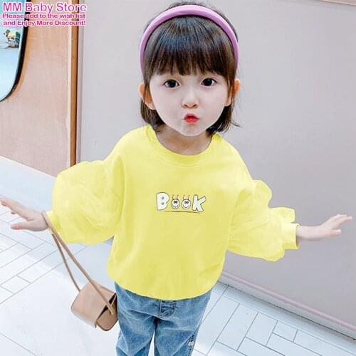 2021 Baby Girls Letter Hooded Sweatshirts Spring Autumn Cotton Pullover Childrens Clothes Girl Sweater Kids Tops Clothing