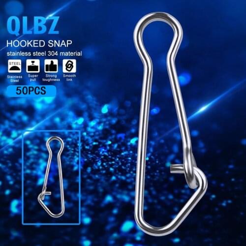 50pcs/lot Stainless Steel 304 Connector Fishing Barrel Swivel Snap 0#-6# Safety Swivel Snap Fishing Swivels Accessories Hook