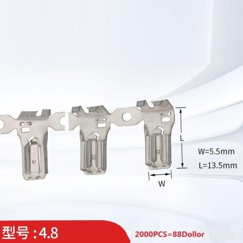 500 Sets chicken claw type 4.8 / 6.3 Plug-in Flag Welding Terminals L Shape 4.8mm Copper Male Crimp Terminals