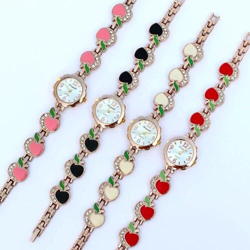 Apple Strap Elegant Trendy Style Rose Gold Watch Brand Watch Relojes Women Wristwatch Ladies Watch Clock Female Wristwatches O27