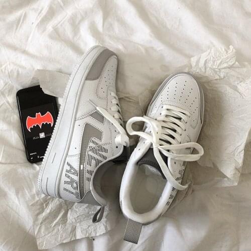 Unisex Canvas White Shoes Plus Size 36-44 Women And Mens Leather Walking Shoes Air Force Leather Fashion Canvas Sneakers 2021