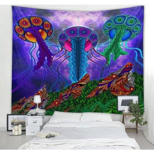 Psychedelic scene big tapestry home decoration mandala wall hanging magic witchcraft hippie bohemian decoration yoga mat