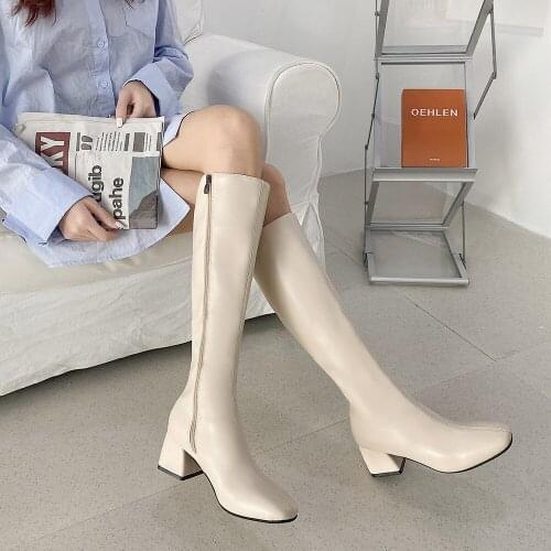 Boots Women Fashion shoes Handsome Motorcycle Boots Autumn and Winter 2021 New Black PU Boots Ladies Shoes