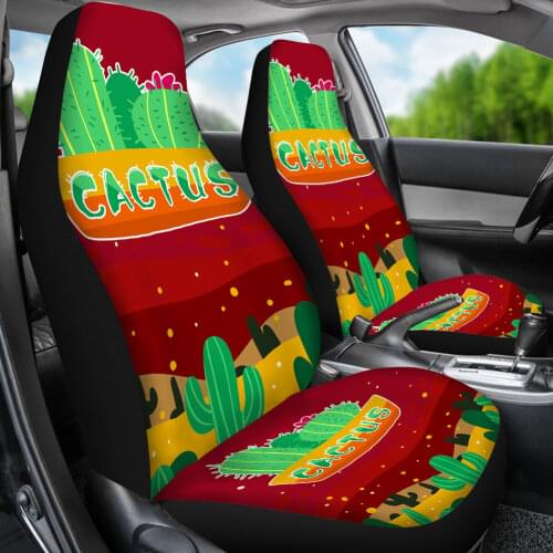 Upetsory Cactus Printed 2Pcs Set Car Front Seat Covers Full Year Washable Auto Cushion Cover Universal Protect 2021 New