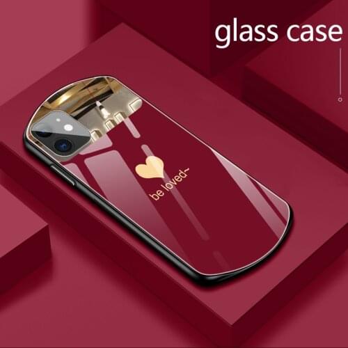 Luxury Cute Oval Heart-shaped Tempered Glass Phone Case For iPhone 12 11 Pro Max XSmax XR X SE 8 7 6 Plus Mirror Silicone Cover