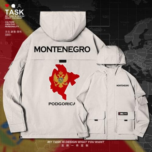 Montenegro MNE Crna Gora Montenegrin ME men jacket hooded map nation flag coat long sleeve fashion casual mens clothes autumn