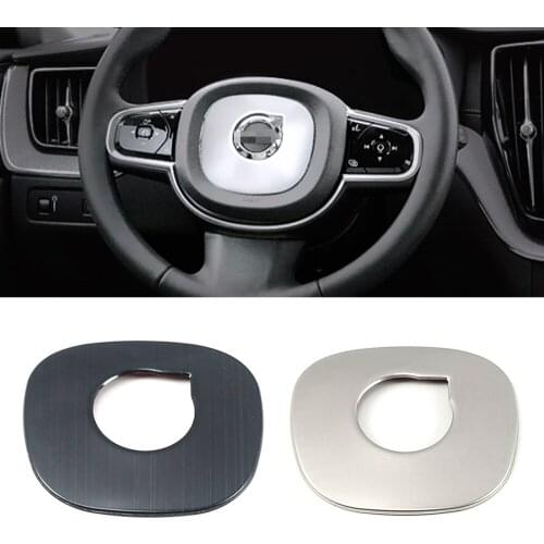For Volvo XC60 2018 2019 2020 Steering Wheel Logo Ring Decorative Frame Trim Stainless Steel Interior Mouldings Sticker