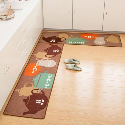 Home Kitchen Floor Mat Cocktail Cup Tea Set Anti-Slip Door Mat Floor Entrance Rug Carpet