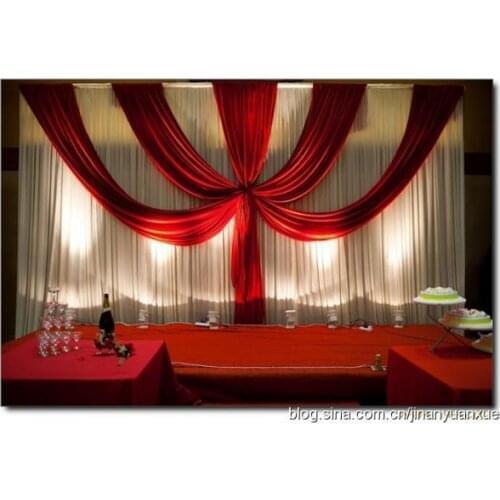 Hot Red Wedding Backdrop with beautiful swags Wedding Decoration 10ft x 20ft