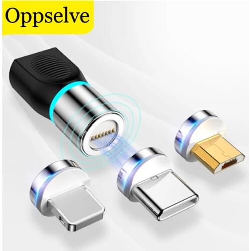 Oppselve Magnetic Charging Data Adapter USB C Micro USB 8 Pin Converter for Huawei iPhone 12 Samsung Xiaomo Redmi Smart Phone