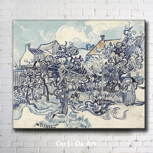 Impression Van blue house village scenery canvas printings oil painting printed on canvas wall art decoration picture no frame
