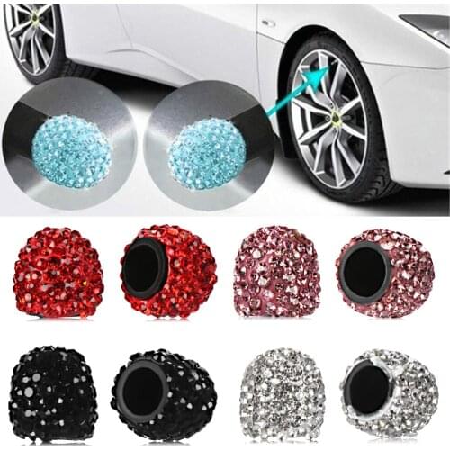 4Pcs New Crystal Car Tire Valve Caps Diamond Shining Dust-proof Wheel Caps Vehicle Bling Car Charms Decor Automobiles Accessory