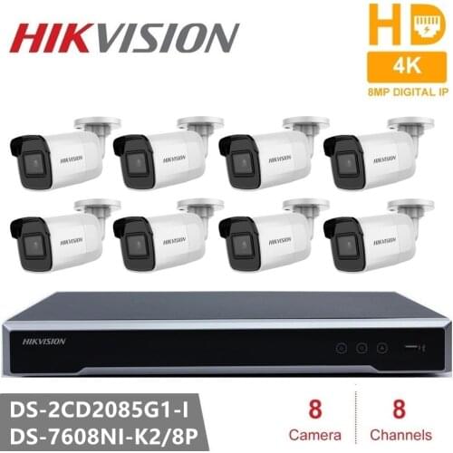 Hikvision CCTV Camera Kits 8MP(4K) DS-2CD2085G1-I Network Bullet Camera IP Camera H.265 4K Powered-by-DarkFighter