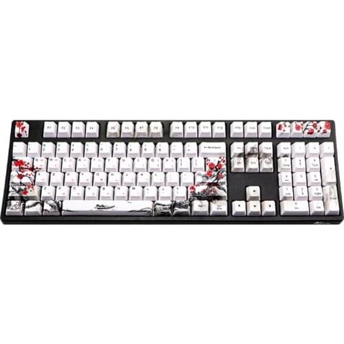 Korean Japanese Plum Blossom PBT Five sides Dye-subbed 110 Keys OEM Profile Keycap for Diy Mechanical Keyboard Keycaps