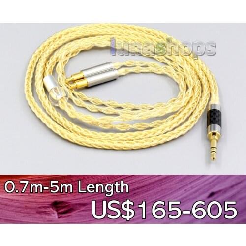 LN006483 4.4mm 8 Cores 99.99% Pure Silver + Gold Plated Earphone Cable For Audio Technica ATH-ADX5000 ATH-MSR7b 770H 990H A2DC