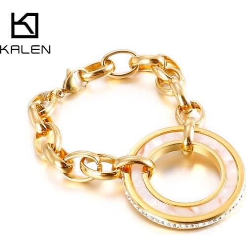 Kalen Shell Material Round Accessories Bohemian Bracelet Women Stainless Steel Jewelry