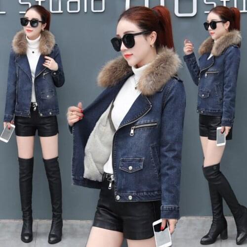 Fashion Jeans Jacket Womens Autumn Winter Coat 2020 New Thick Female Denim Outerwear Short Hooded Plus Velvet Denim Parkas Y579