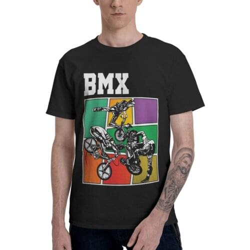 Male Bmx Stunts Cool Bikers T-Shirt Fashion Bicycle MTB Mountain Bike Lover Tshirt Short Sleeve Cool T Shirt Homme Cotton Tee