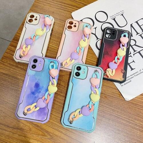 Soft Phone Case for iPhone X XS Max XR iPhone 11 Pro Max 12 Mini 6 6S 7 8 Plus Colorful Bracelet Chain Silicone Cover iPhone12