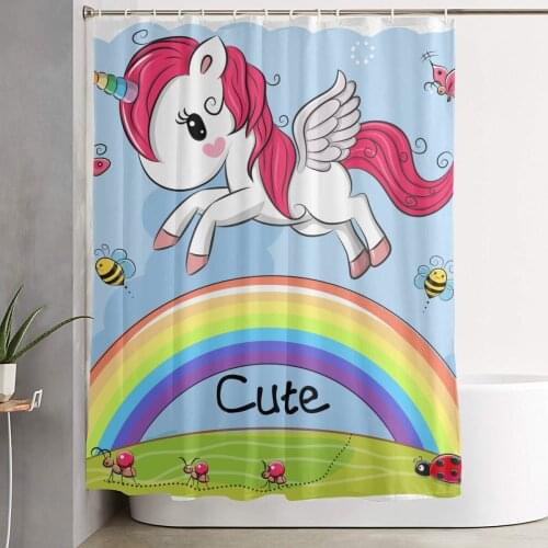 Unicorn 3D Print Nordic Style Shower Curtain Set Hook Home Decoration Bathroom Waterproof Customized Dropshipping Polyester