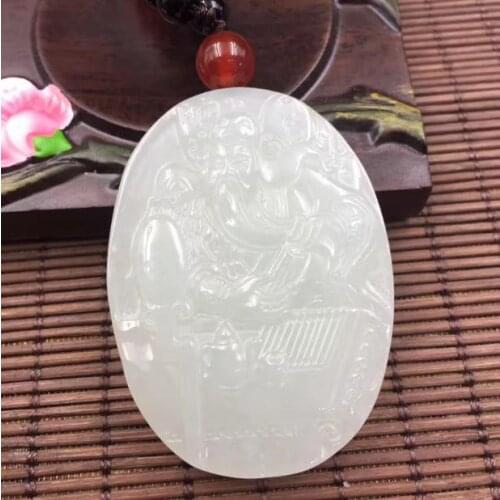Natural Xinjiang Hetian jade white jade public life loyalty brave 38 * 50 * 8mm certificate attached