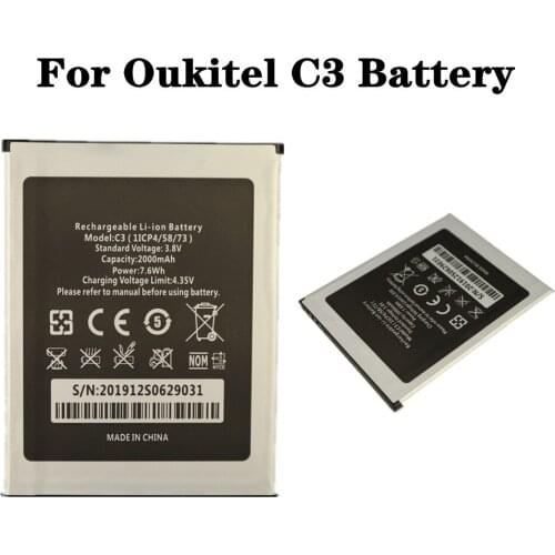 New C3 Battery For Oukitel C3 5.0inch Mobile Phone Battery 2000mAh Replacement Bateria Batteries