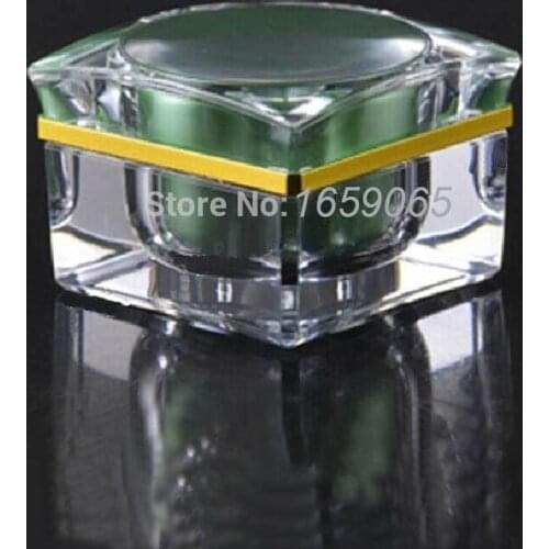 New 30g green square shape acrylic cream bottle eyecream jar Cosmetic Packaging Cosmetic Jar