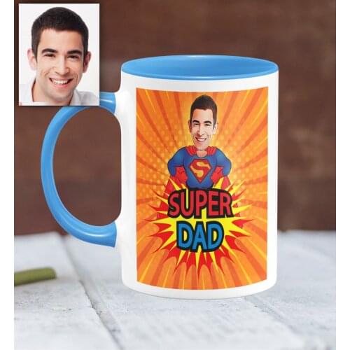Personalized Fathers Day Themed Caricature Of Blue Mug cup 34-330