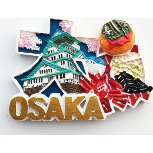 QIQIPP Japan Osaka Castle Tianshouge Snacks Octopus Burning Crab Daole Crafts Magnetic Fridge Sticker