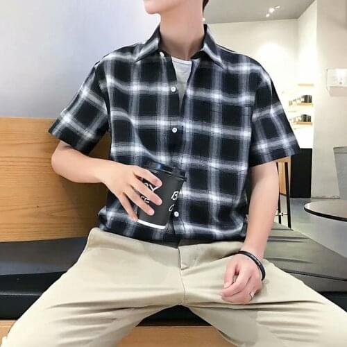 New fashion Plaid Shirt Men Shirts 2019 New Summer Fashion Chemise Homme Mens Checkered Shirts Short Sleeve Shirt Men Blouse