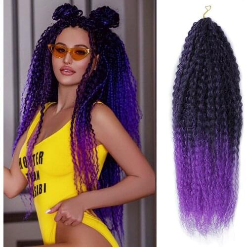 Synthetic Crochet Hair 18"&28" Afro Curls Yaki Kinky Soft Ombre Crochet Braiding Hair Extensions Marly Hair for Black Women