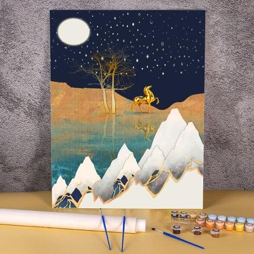 Modern Abstract Landscape DIY Paint By Numbers Complete Kit Acrylic Paints 40*50 Picture By Numbers Photo New Handicraft