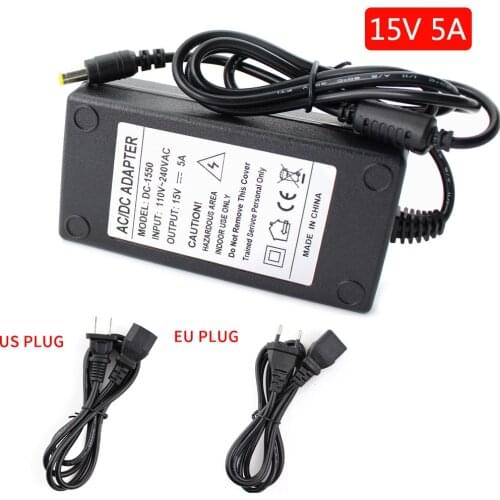 AC DC 15V Power Adapter Universal 220V 110V TO 15V 5A Switching Power Supply AC Transformer 15 Volt EU US DC Adapter 5.5MM*2.5MM