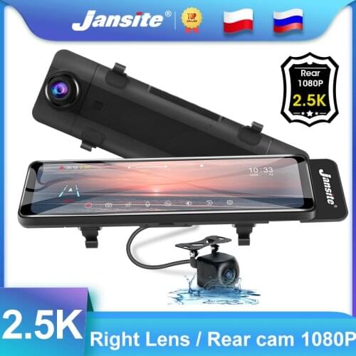 Jansite 10.88" 2.5K Car DVR Right Lens Video Recorder Touch Screen Time-lapse Video GPS Track playback Dual lens 1080P Rear cams