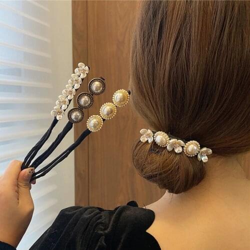 Vintage Shell Pearl Hairpin Bun Hairstyle Hair Stick Women Elegant Hair Scrunchies Flower Hair Maker Tools Hair Accessories