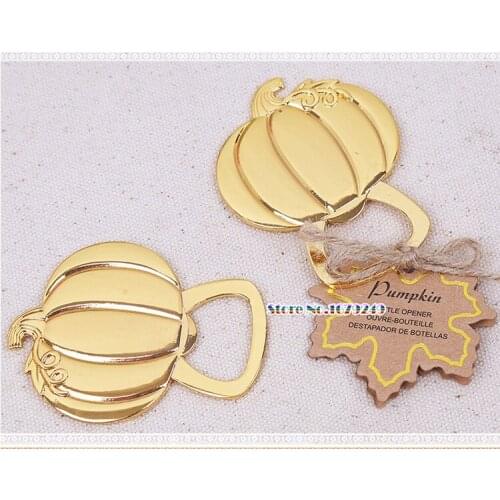 100pcs/lot Golden Pumpkin Bottle Opener, Wedding Party Souvenirs Gold Pumpkin Bottle Opener ,Halloween Gifts