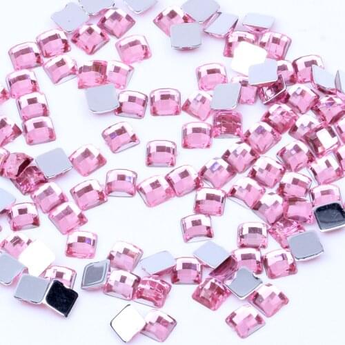 4mm 200pcs Many Colors Acrylic Rhinestones Flatback Square Earth FacetsLoose Imitation Glue On Beads DIY Nails Art Decorations