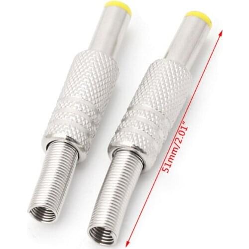 63HA 5 Pcs 5.5x2.5mm DC Power Jack Male Plug Metal Connector Adapter With Yellow Head