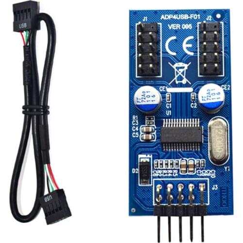 9pin USB header Male 1 to 2 or 4 Female Extension Cable Card Desktop 9Pin USB HUB USB 2.0 9 pin Connector Adapter Port Multilier