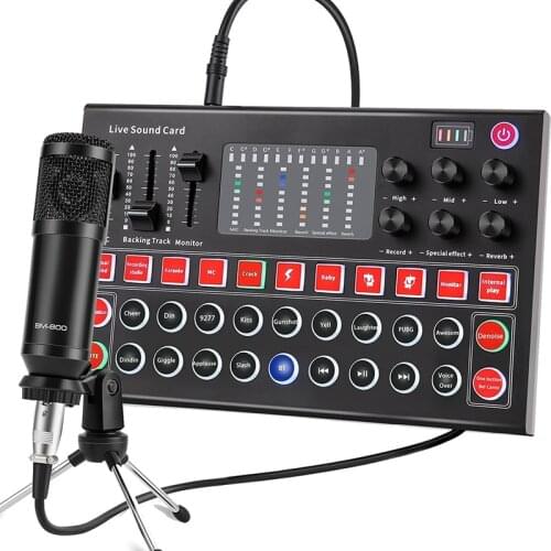 Audio Interface,Sound Card and DJ Mixer, Used for Live Broadcast, Suitable for Family, Friends, Outdoor/Indoor,Parties