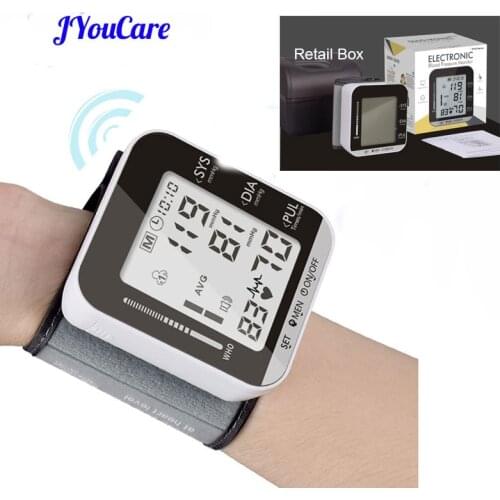 JYouCare Automatic Wrist Blood Pressure Monitor + case Digital Wrist Cuff Blood Pressure Meter Esfingomanometro Tonometer Voice