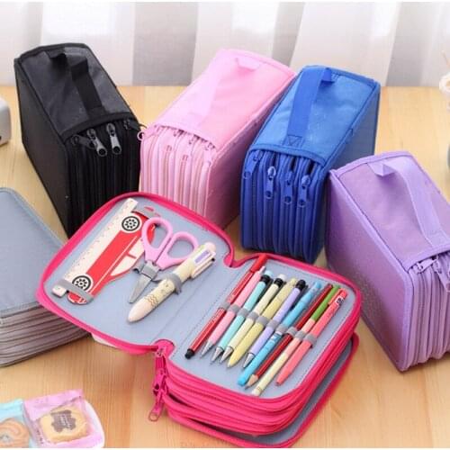 72 Slots 4 Layers Portable Oxford Canvas Pencils Case Pouch Brush Pockets Bag Pencil Holder Case School Supplies