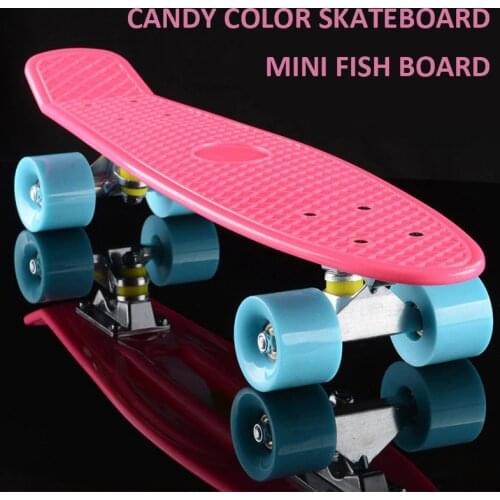 Kids Children 56*15cm Colorful Candy Fish Board Scooter Skateboard Retro Penny Board Flash Wheel Truck Bearings Mini Skate Board
