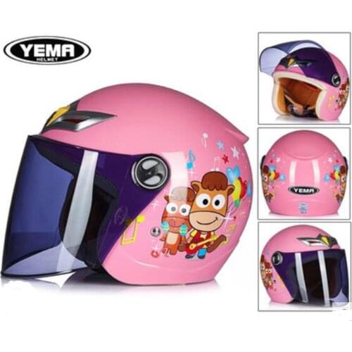 2019 New safety protection children Motorcycle helmet YEMA baby child Motorbike Helmets made of ABS black gray PC Lens visor