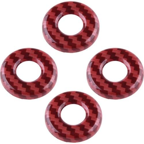 Door Lock Pin Decor Trim Cover Ring Decal Decor Plastic Red Carbon Fiber Texture fit for Dodge Charger 2015 2016 2017 2018 2019
